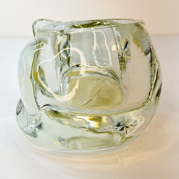 Vintage Indiana Glass Sleeping Cat Crystal Votive Handmade Candle Holder USA - Picture 5 of 9